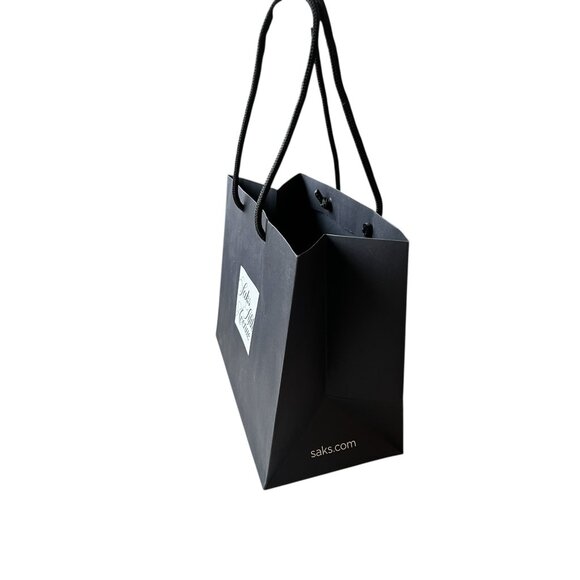 Saks Fifth Avenue Small Black Shopping Bag With Rope Handles 10.5" X 5.5" X 9" - Picture 3 of 10
